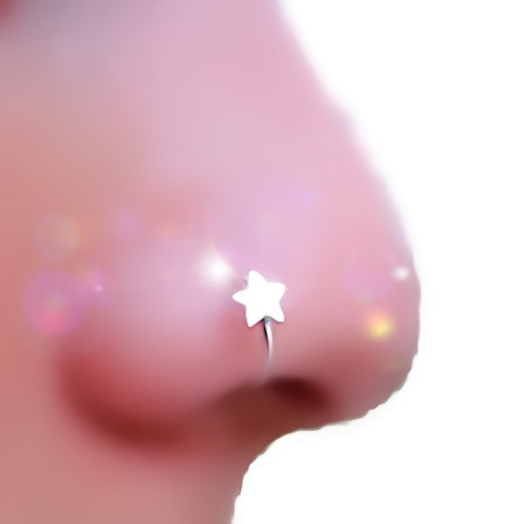 ⭐️925 Sterling Silver Star Nose Ring Cartilage Helix Tragus Rook Hoop Earring - Picture 3 of 13